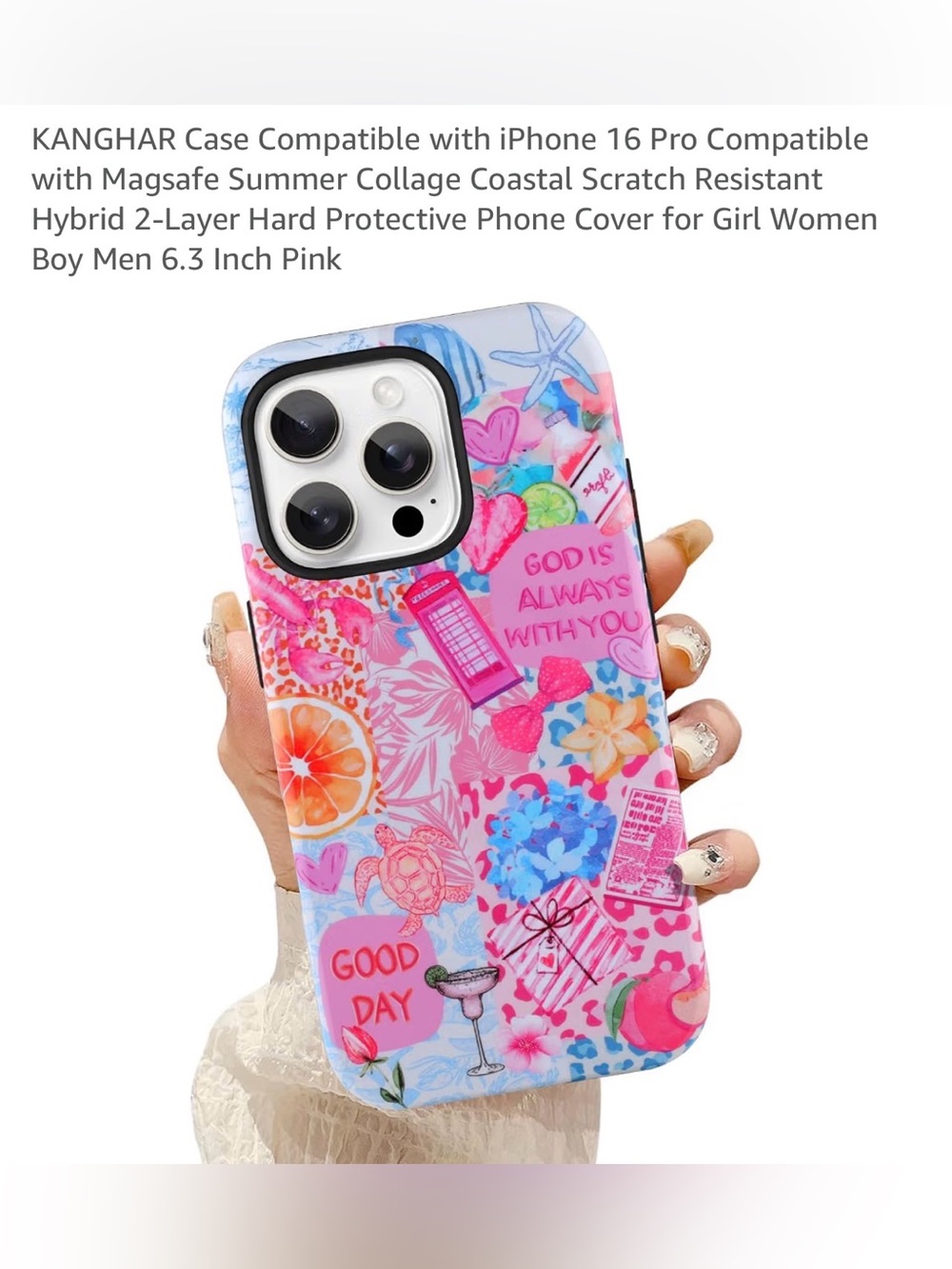 Pink summer Collage coastal Floral iPhone 16 Pro Case with Magsafe Compatible